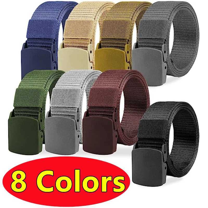 8 Colors Men Female Belts Military Nylon Adjustable Belt Outdoor Travel Tactical Waist Belt with Plastic Buckle for Pants 120cm W250717