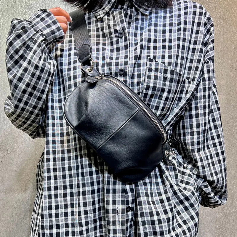 Natural Leather Crossbody Bags For Women Real Genuine Leather Shoulder Bag Vintage Solid Color Designer Female Travel Chest Bags