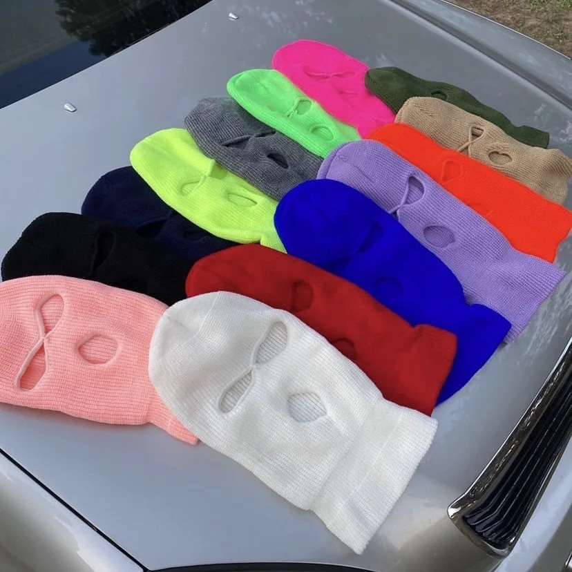 Ski Mask Y2K Balaclava Full Face Cover Hat 3 Holes Christmas Party Mask Embroidery Cosplay Winter Warm Knitted Hippop Bar Caps 250717