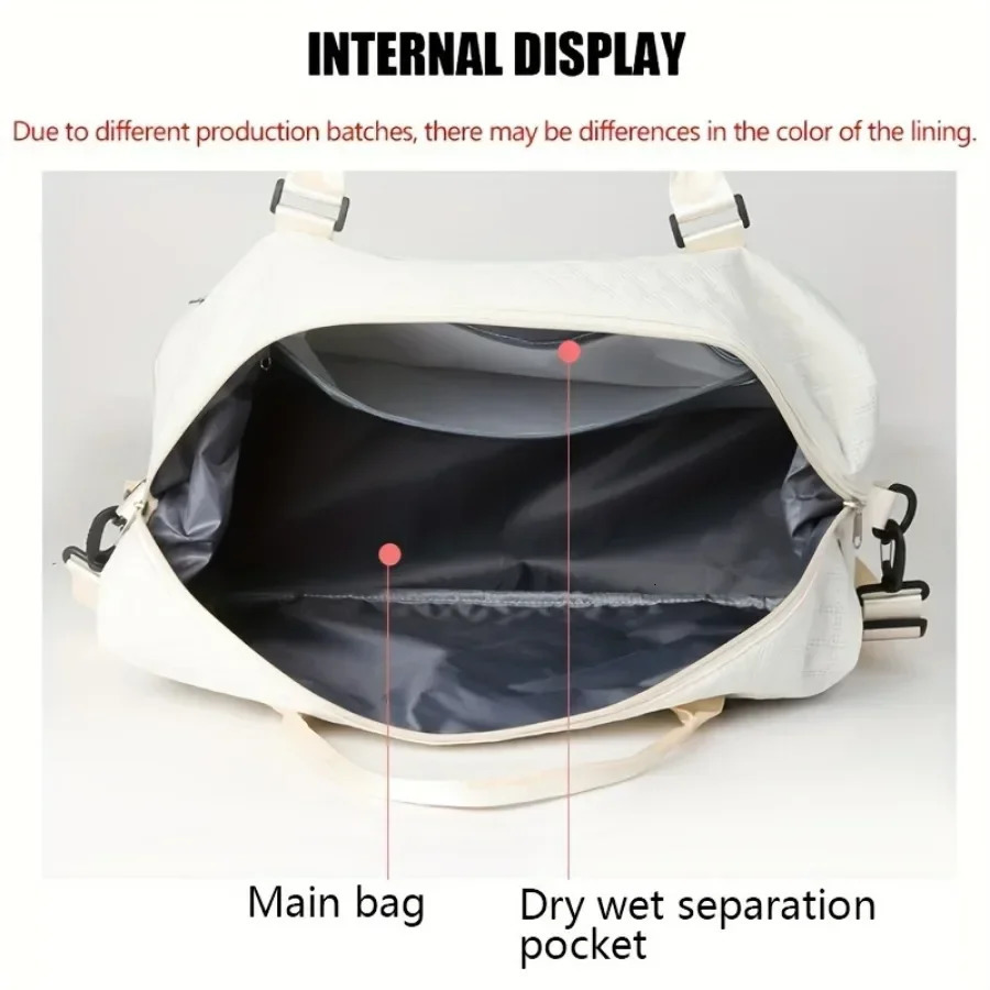 2pcs Set Large Capacity Travel Duffel Bag with Shoe Compartment and Cosmetic Pouch Casual Nylon Gym Bag Weekend Overnight Bag 250714