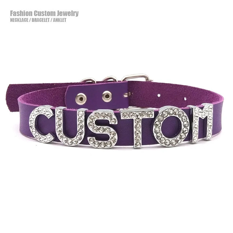 Goth Rhinestone Letters Necklace for Women Mens Custom Name Choker Collar Sexy Chocker Jewelry Cosplay Wear 250716