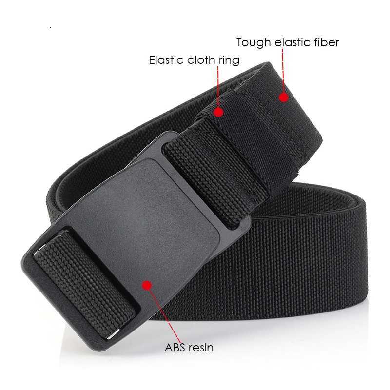 Metal-Free Stretch Belt High Quality Hard Nylon Quick Release Buckle Airport Working Belt Strong Nylon Unisex Elastic Belt Men W250717