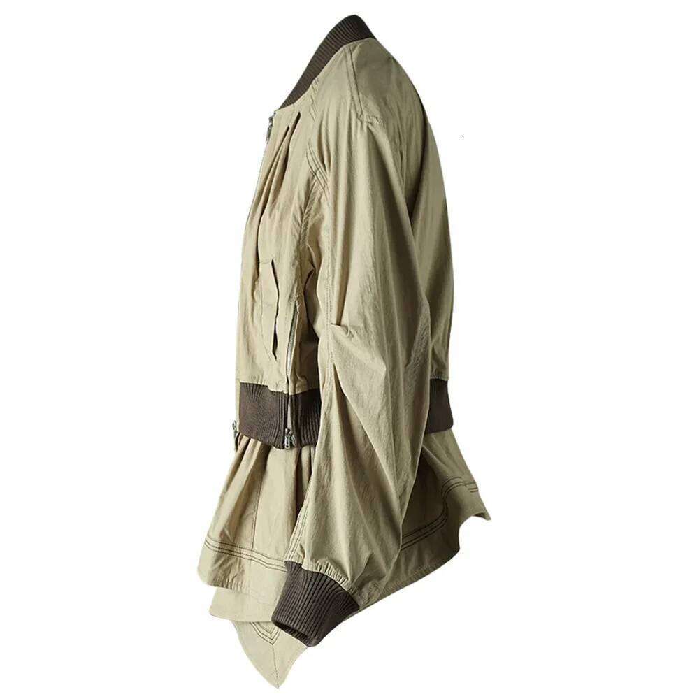 Loose Women's Jacket Spring New Style Crew Neck Design Sense Asymmetrical Lace Edge Splicing Outerwear Trendy Top