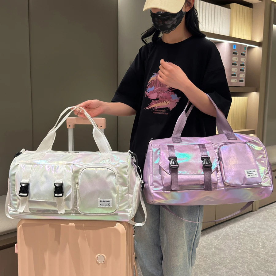 Large Capacity WomenS Nylon Travel Duffel BagWeekender Gym Tote with Shoe Compartment Versatile Sports Fitness Carry-On 250714