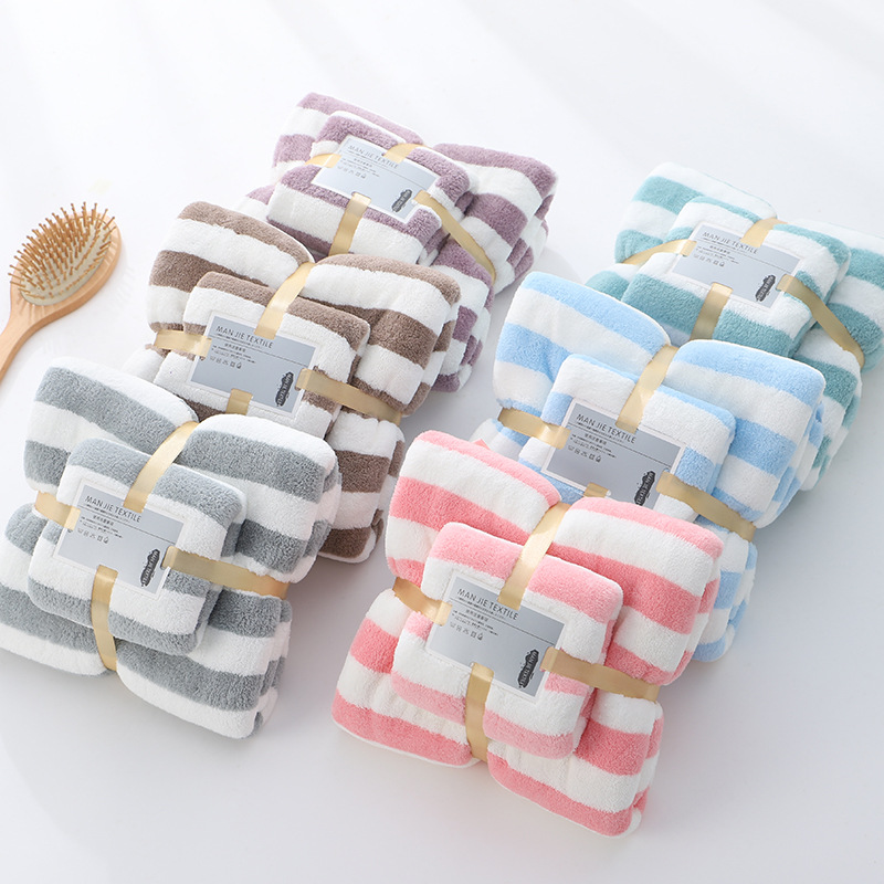2-piece bath towel set ultra-soft highly absorbent quick-drying coral fleece bath towels customized for home hotel and spa use