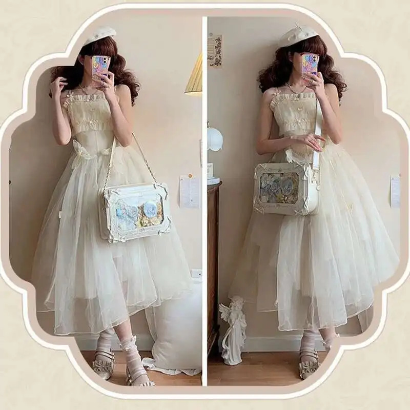 Lolita Women Ita Bag Ctue Girl Transparent Shoulder Bag JK Uniform Subculture Kawaii Bow Crossbody Bag DIY Display Messenger Bag 250714