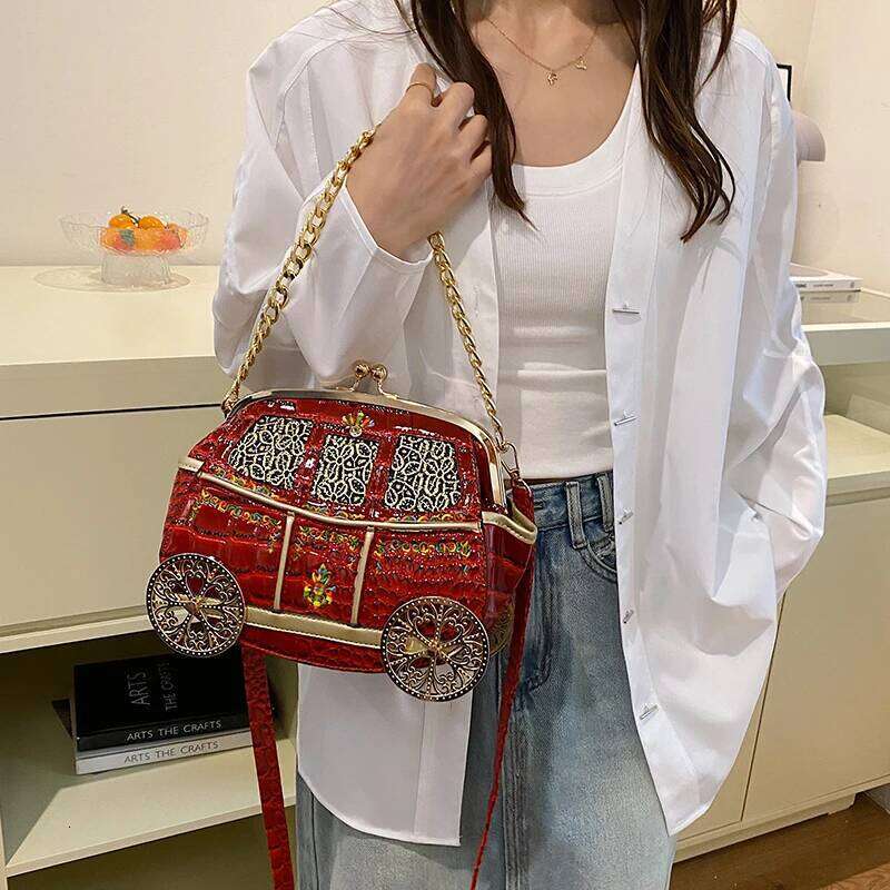 Branded Royal Carriage Evening Clutch Purses For Women Embroidery Dinner Party Cross Body Bag Gorgeous Crocodile Handbags