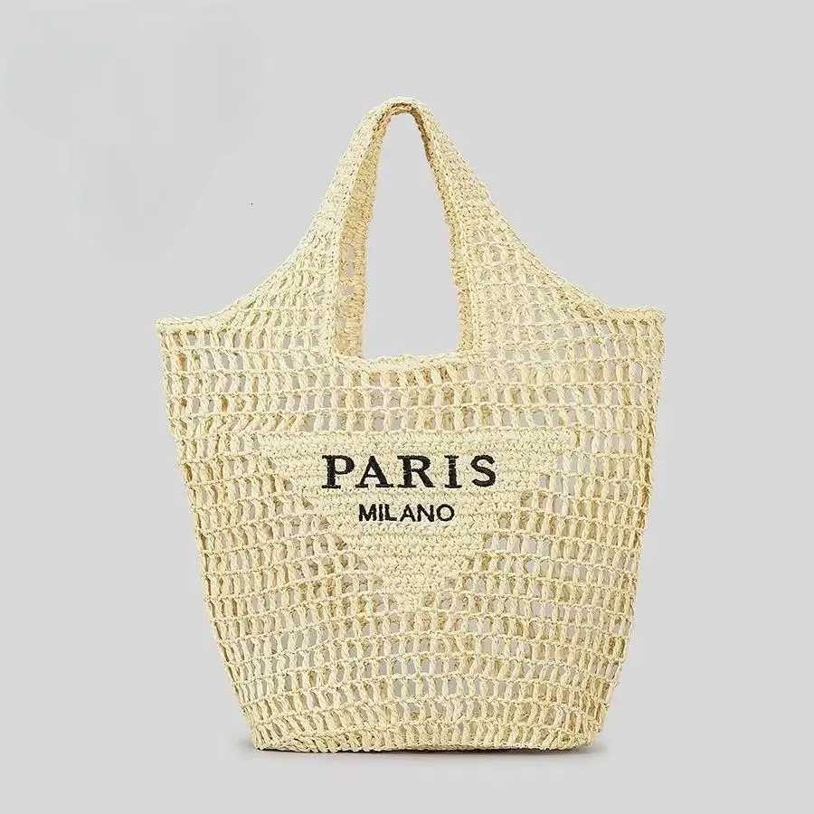 Summer beach straw woven shoulder bag womens fashionable hollow woven handbag portable large capacity casual tote bag Z250717