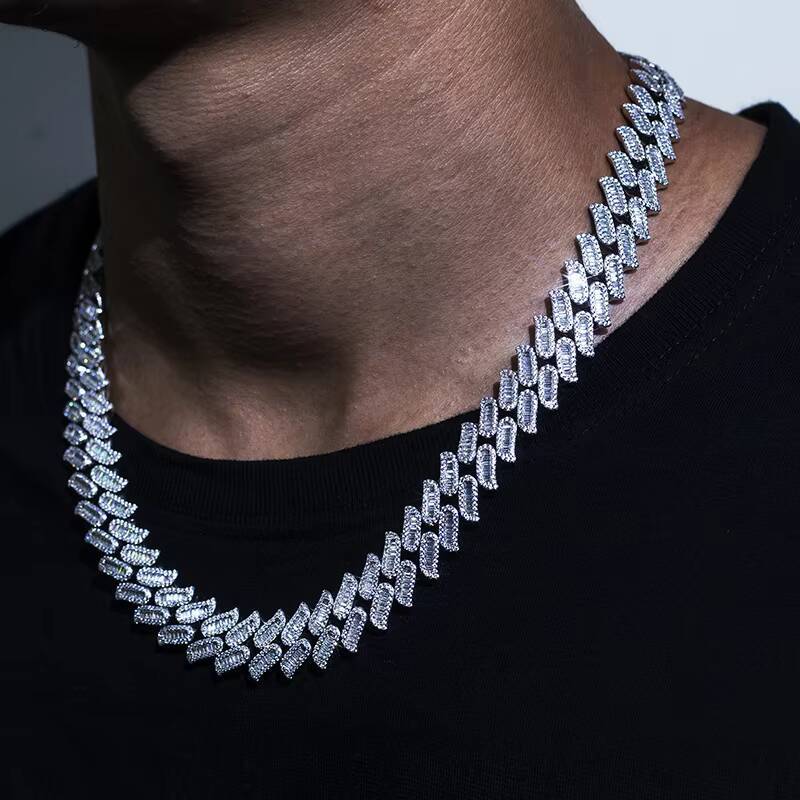 Hiphop Jewelry Cuban Necklace Ice Out Moissanite Cuban Link Chain