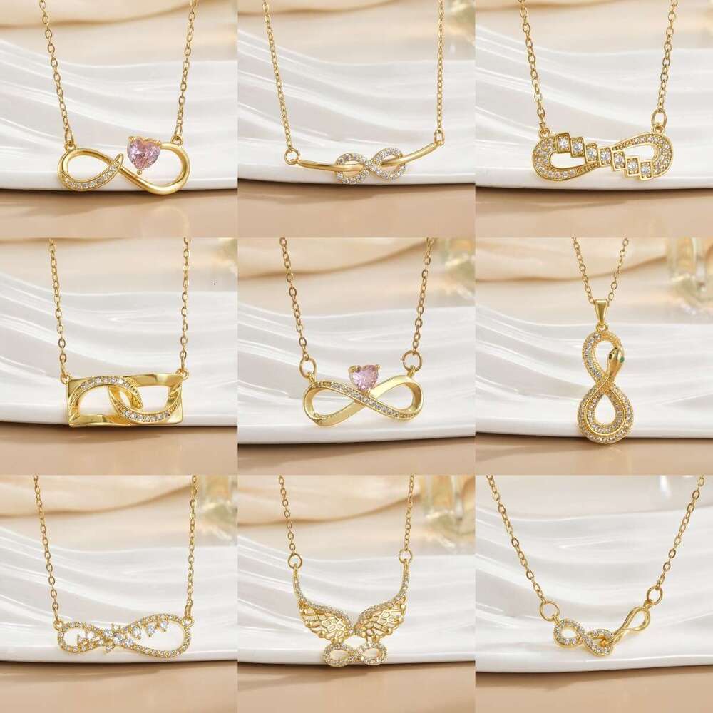 Necklace For Women Infinity Eight Character Pendant Niche Design High-End Sweet Temperament Titanium Steel Accessory 203
