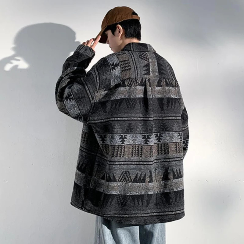Japanese Fashion Woolen Jacket Mens Spring Autumn Loose Casual Lapel Top Trend Solid Color Oversized Jacket Aesthetic Preppy 250715