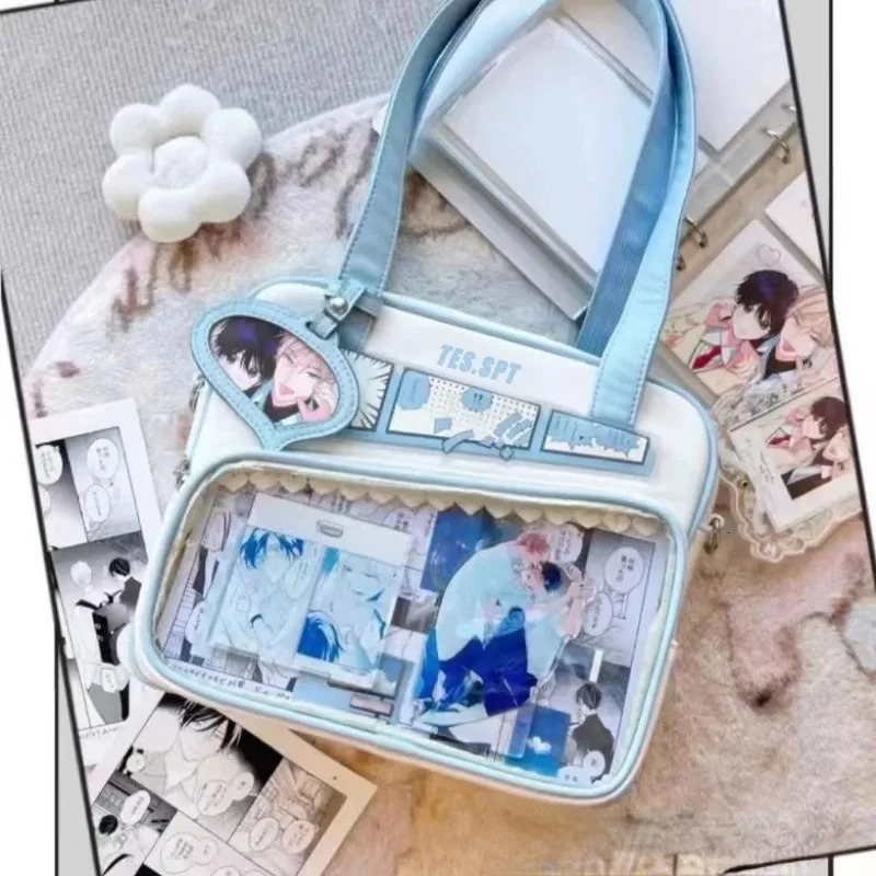 Y2k Graffiti Carktoon Ita Bag Japanese Style Kawaii Shoulder Crossbody Bags Fashion Transparent Front Pocket DIY Tote Handbags 250714