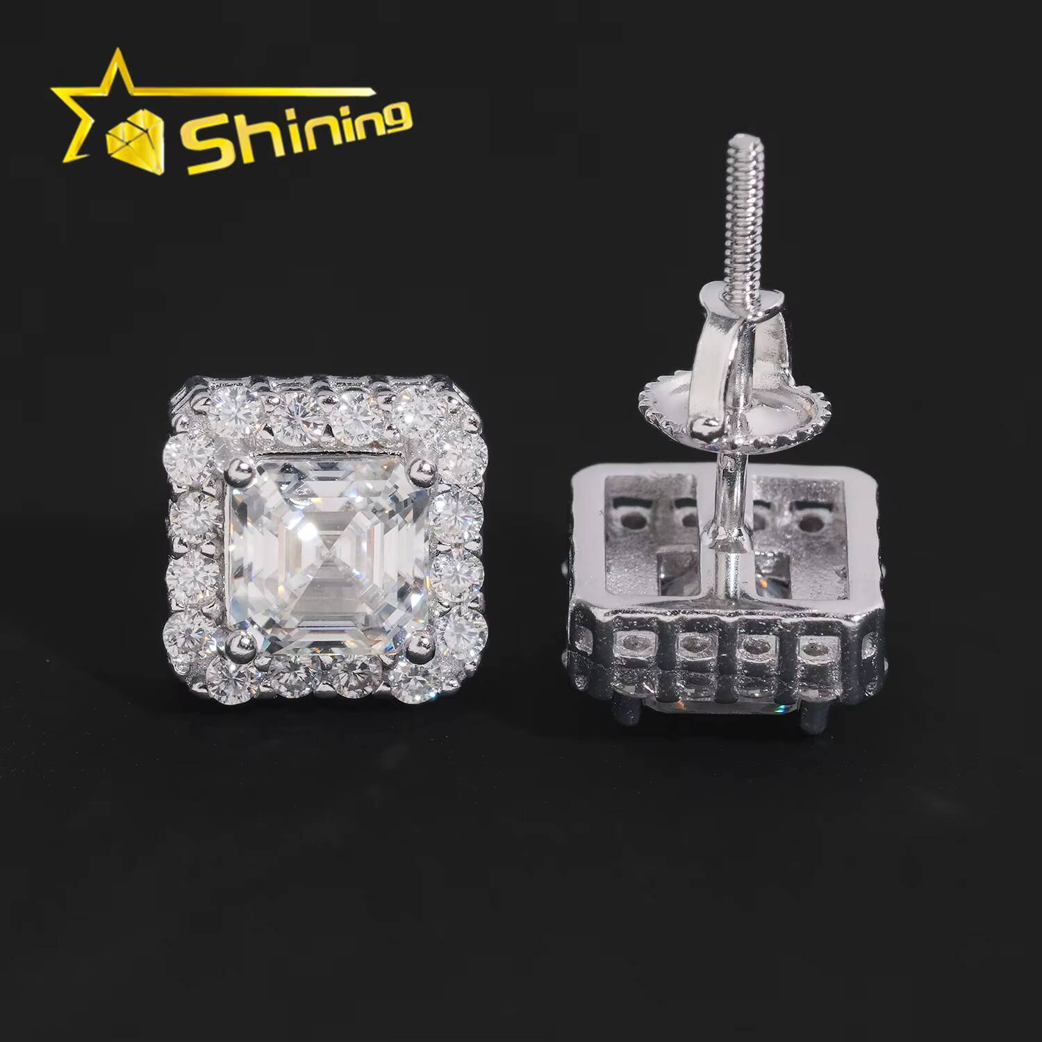 New Style GRA Certified Pass Diamond Tester VVS Diamond Earrings Silver 925 Hip Hop Moissanite Stud Earrings