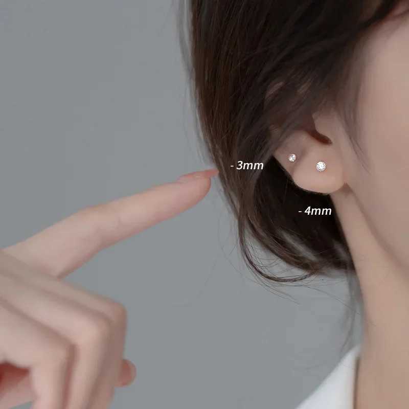 TrustDavis Real 925 Sterling Silver Fashion Gold Six Claw 3/4/5mm CZ Screw Stud Earrings For Women Wedding Fine Jewelry DA2712 y250715