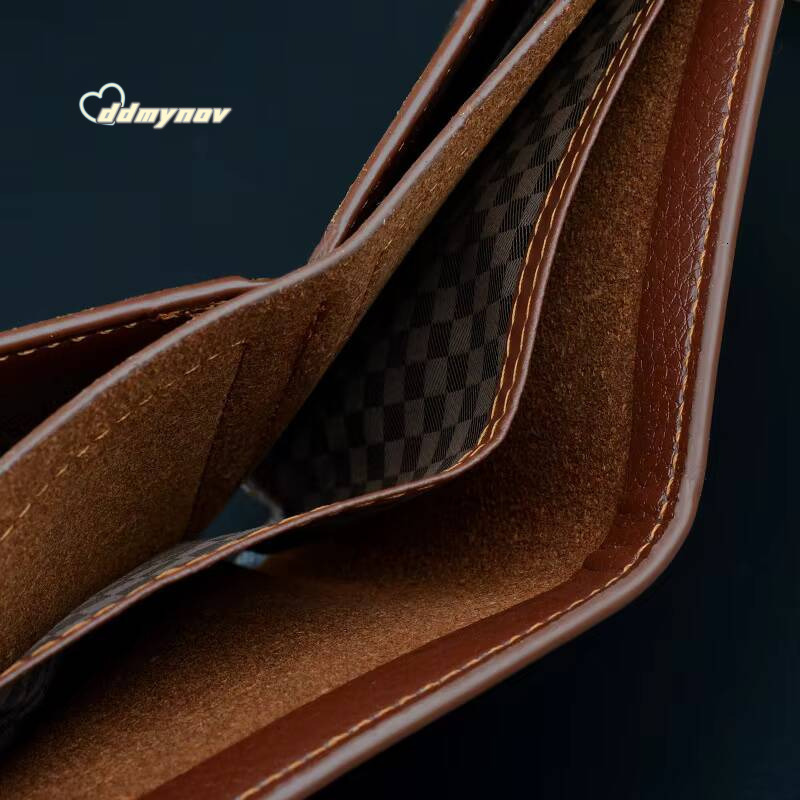 New Short Mens Thin Horizontal Business Casual Lychee Pattern Retro Soft Leather Wallet ddmynov