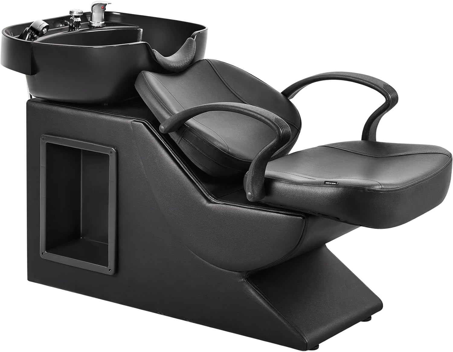 Shampoo Bowl and Chair Set for Salon Hair Washing Station for Hair Stylist ABS Shampoo Bowl Sink Chair with Side Store Compartment for Spa Beauty Barb