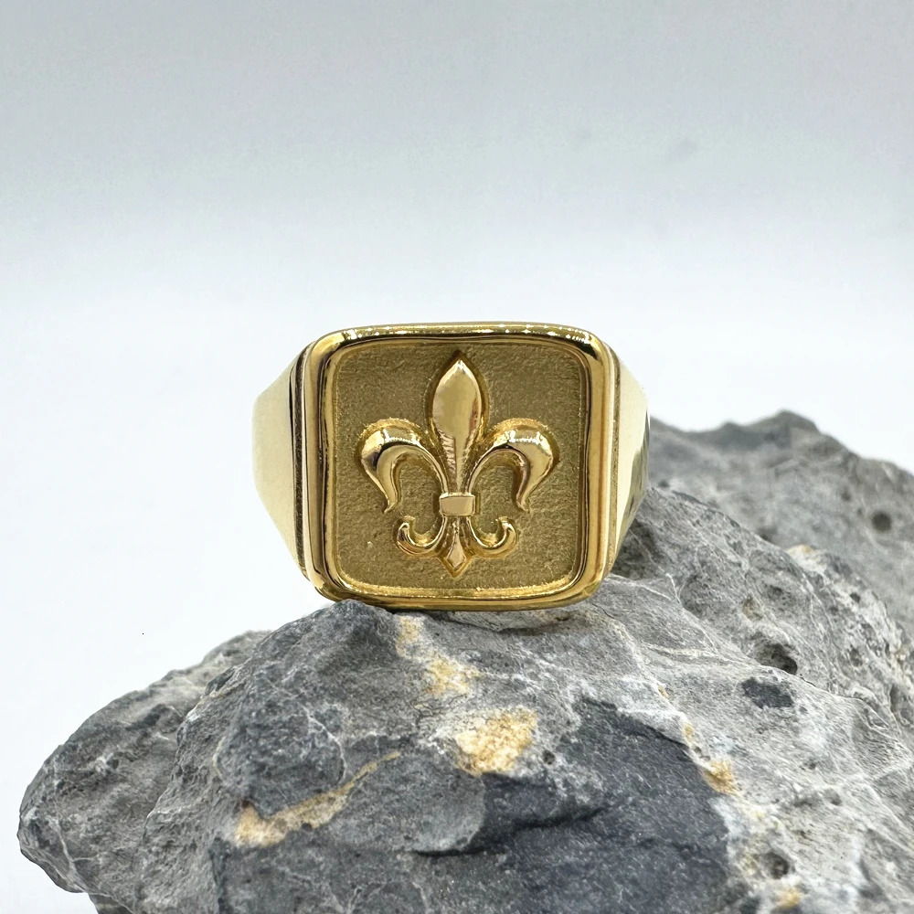 Iris Flower Solid Ring 316L Stainless Steel Jewelry Punk Polishing Golden Silver Spear Ring Size 6-12 250716