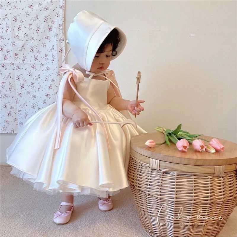 Baby Girl Flower Dress Kids Birthday Baptism Dresses For Children White Ball Gowns Girls Boutique Party Wear Elegant Frocks Z250716