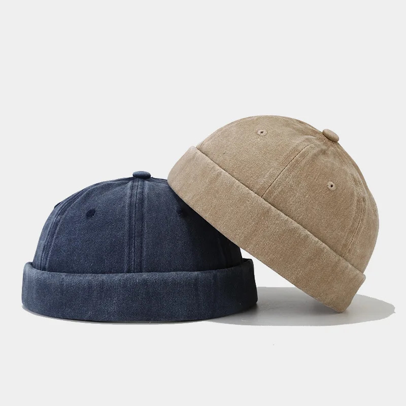 Wholesale Washed Docker Beanie Brimless Cap Hat Without Visor Solid Color Retro Vintage Street Style Spring Autumn Outdoor 250715