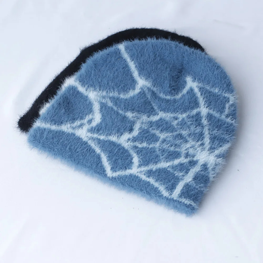 2024 Goth Spider Web Jacquard Beanie Caps Y2K Knitted Warm Hip Hop Unisex Elastic Knit Hat Skull Cap For Women Men 250717