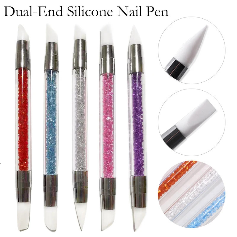 1 Pc Dual-ended Nail Art Silicone Sculpture Pen 3D Carving DIY Glitter Powder Liquid Manicure Dotting Brush Nail Tools 250716