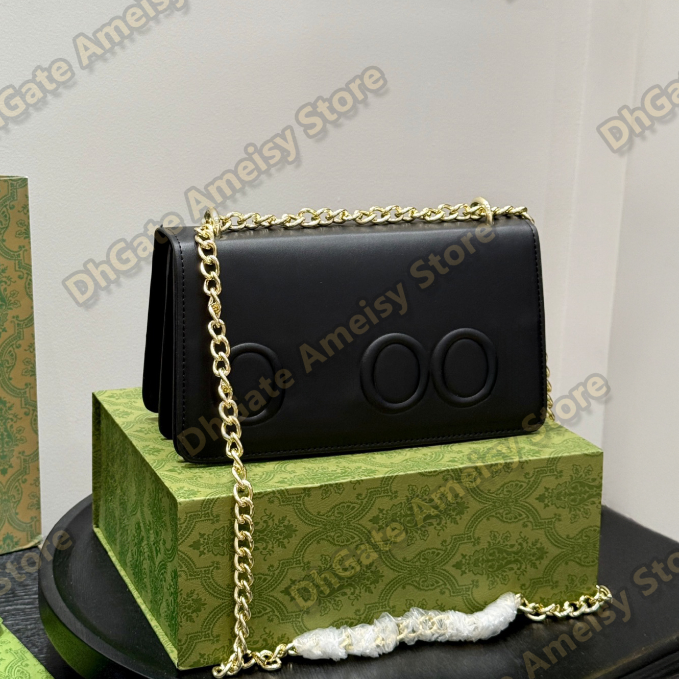 Luxy Designer Leather Embossed Shoulder Bag with Chain, Square Flap Crossbody Purse in Multiple Colors Box Included Daily Use, Date Night, Travel, Gift Yuki075