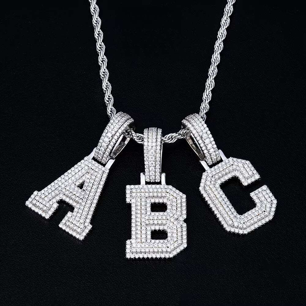 Wholesale Hip Hop Jewelry Iced Out Sterling Sier Vvs Dia Mossanite Moissanite A-Z Initial Letter Pendant for Men Chain