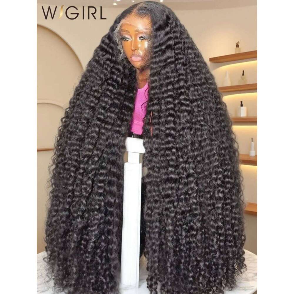 Wigirl HD 30 40 Inches 200% Curly Deep Wave 13X6 Front Human Hair Wigs 13X4 Synthetic Lace Frontal Transparent Brazilian Remy Wig