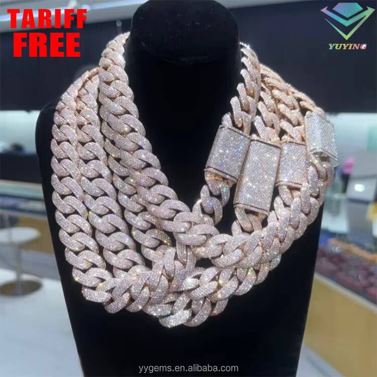 Heavy Weight Cuban Chain Solid Silver Iced Out 5rows 6rows VVS Moissanite Diamond Chain Link for Mens Hiphop Jewelry Daily Life