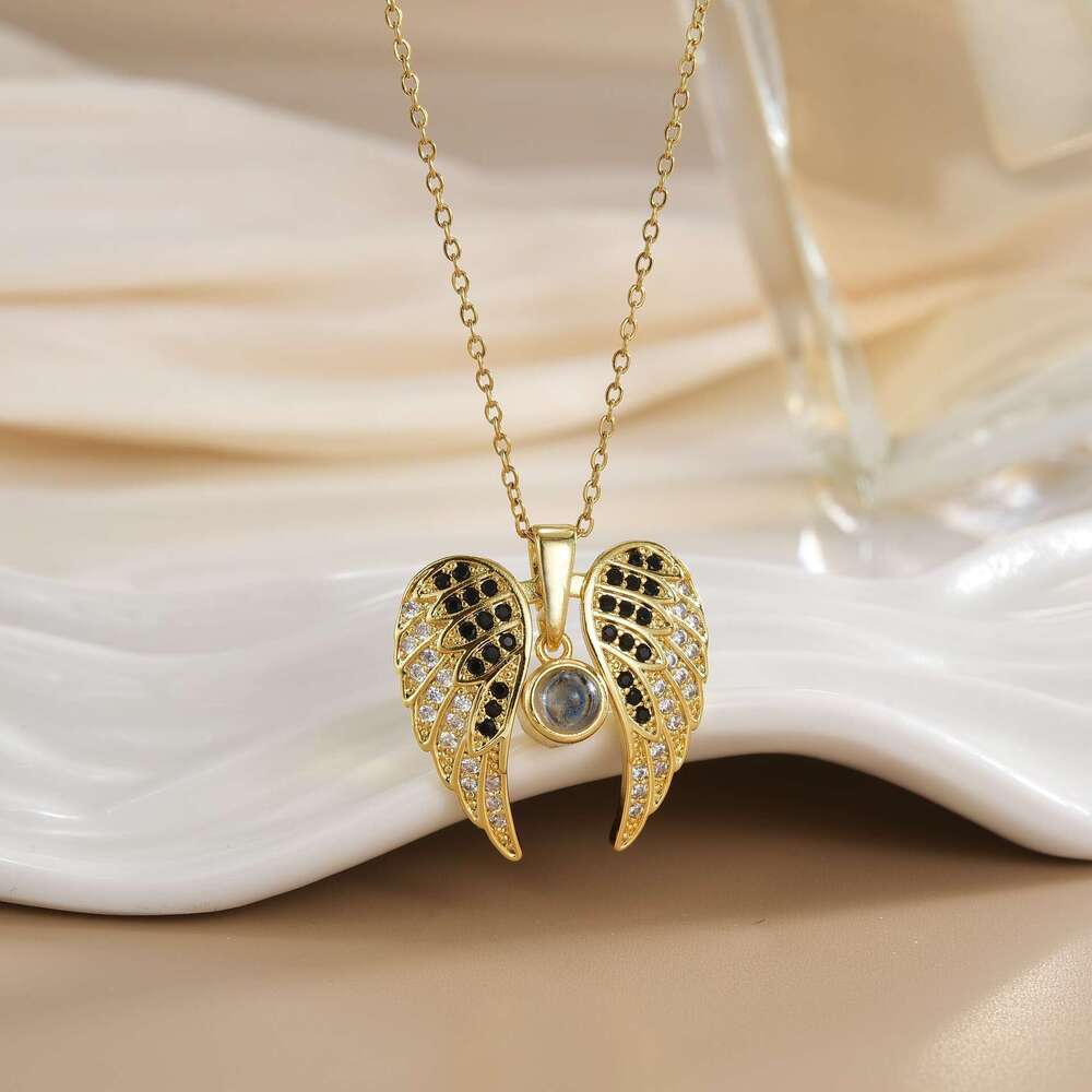 New Angel Wings For Women DIY Photo Projection One Hundred I Love You Language Pendant Necklace 9B4