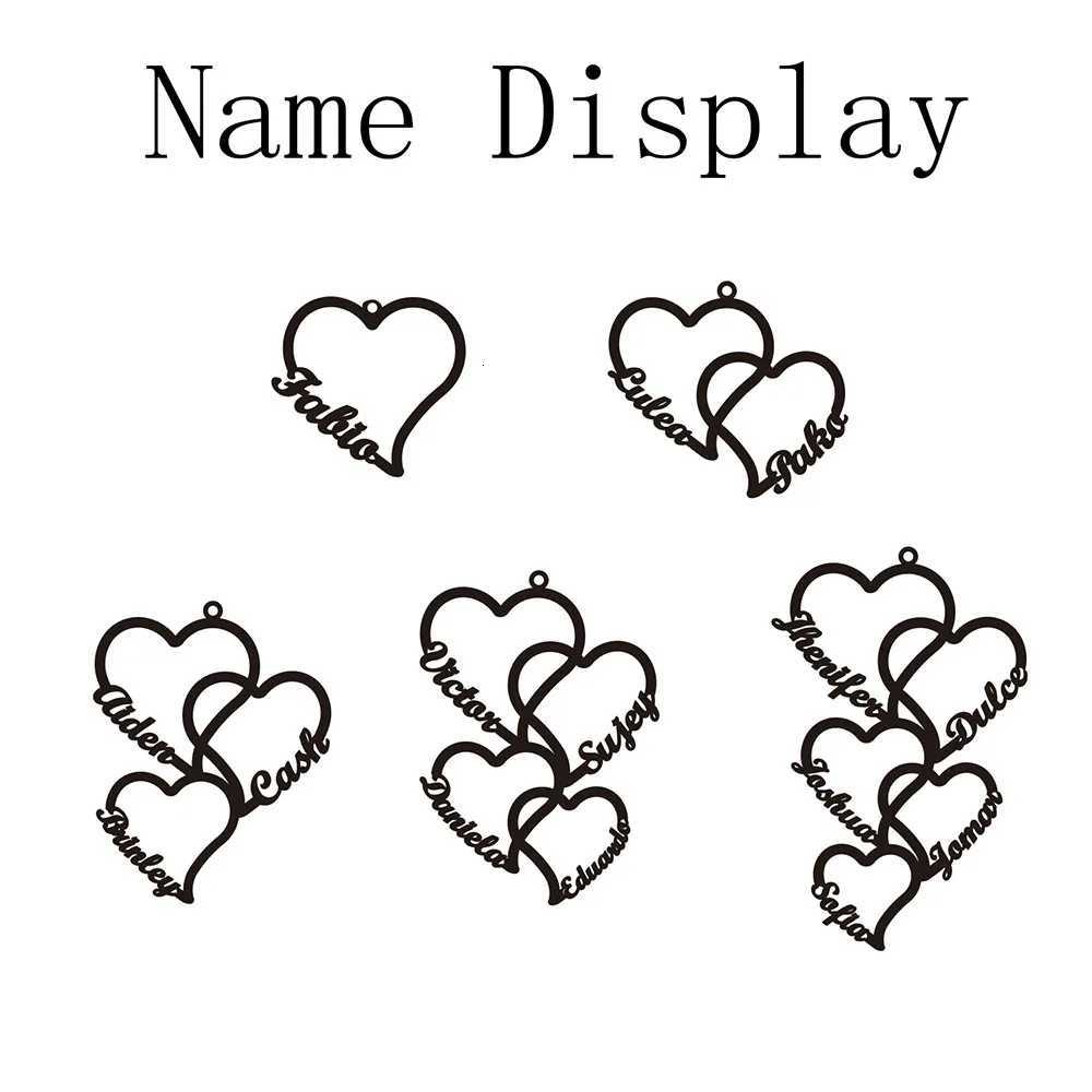 Personalized Heart Name Necklace Customized 2-5 Heart Name Pendant Family Necklace Stainless Steel Jewelry Mothers Day Gift XJ250717