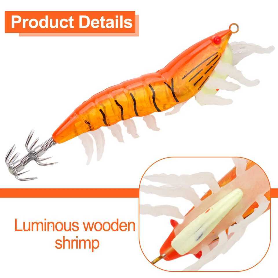 Squid Bait Squid Hook Wood Shrimp Squid Hook Soft Leg Shrimp Lure Bait 3D Flash Shrimp 10*5cm Shallow Minnow Longcast Z250717