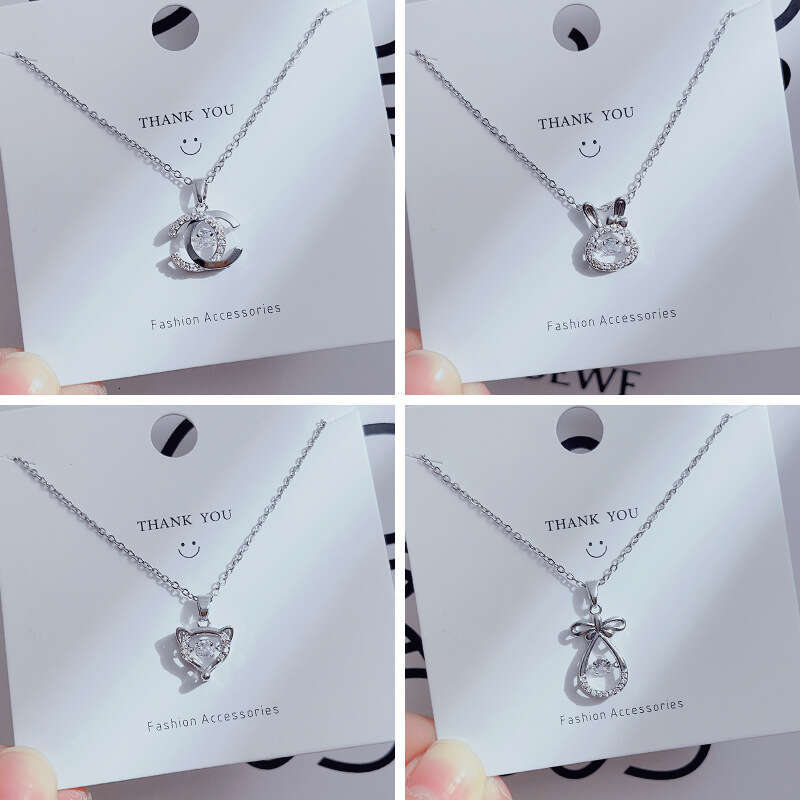 Korean Style Niche Design Smart Necklace For Women, Elegant And Simple Four-Leaf Clover Pendant Clavicle Chain Geometric Choker Jewelry 560