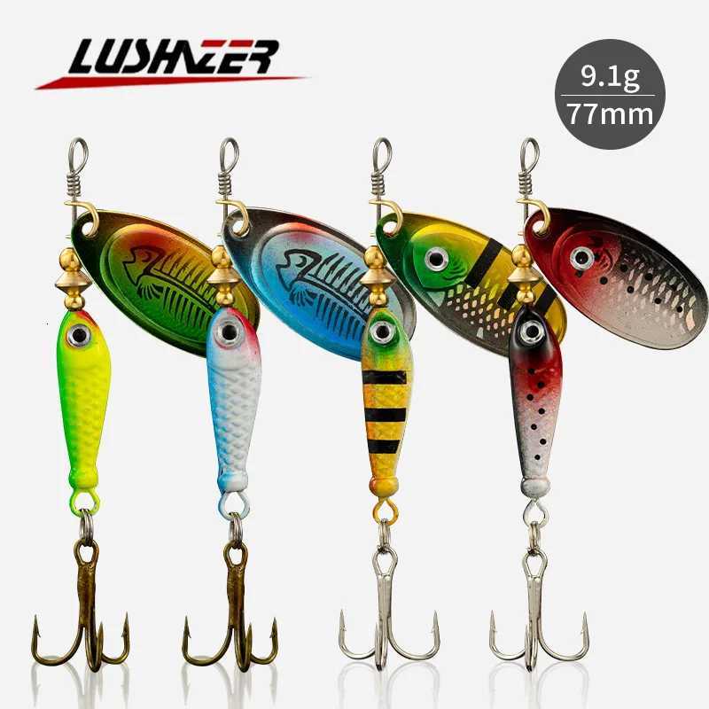 LUSHAZER Fishing spinner bait 9g spoon lure metal baits treble hook isca artificial fish wobbler feeder carp spinnerbait Z250717