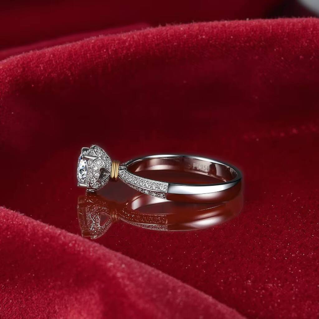 Womens Stylish round Moissanite Eternity Silver Fine Jewelry Rings