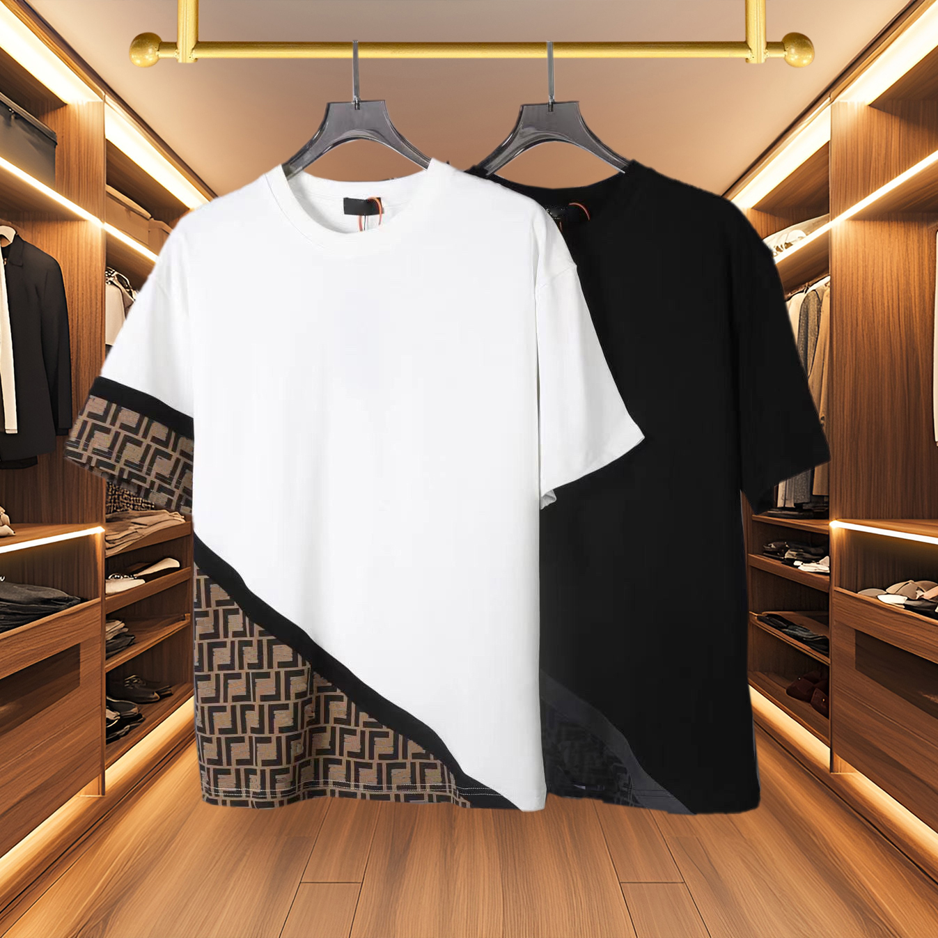 High quality designer men's T-shirt and polo shirt men's T-shirt fashionable and personalized men's and women's patchwork T-shirt