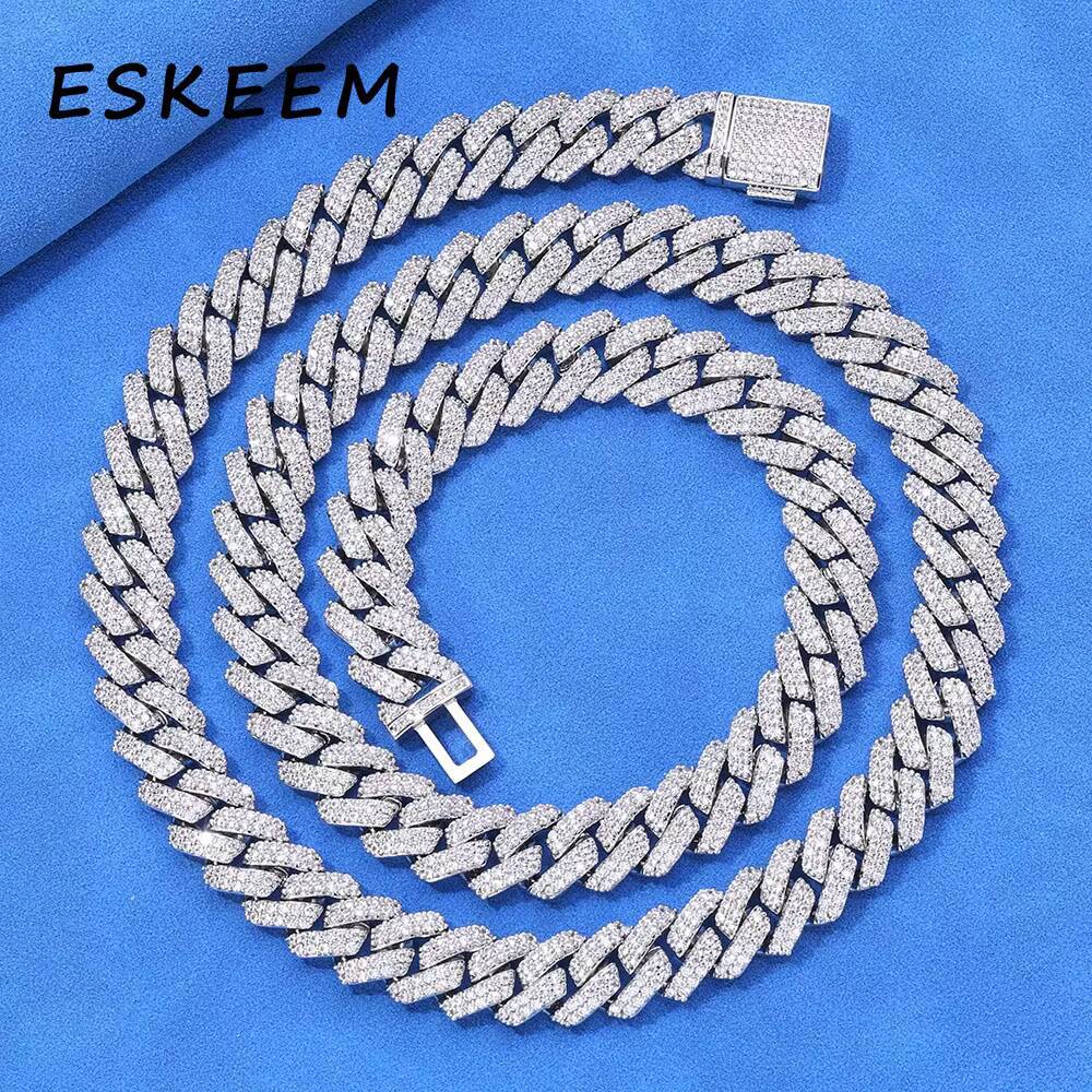 High Quality 10MM 925 Silver VVS Moissanite Cuban Chain Passed Diamond Tester Iced Out Hip Hop Necklace for Men Women