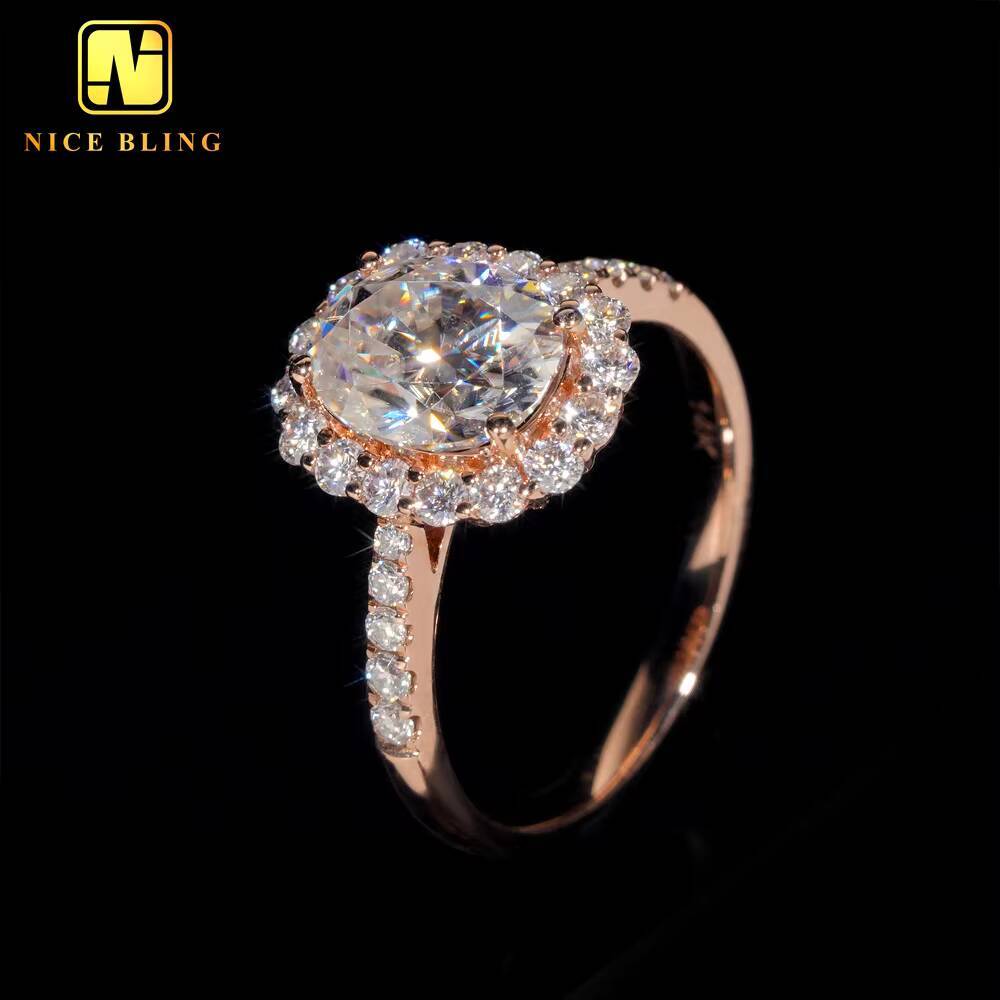 Fashion VVS Moissanite Diamond Wedding Rings 14K Real Gold Wedding Ring Oval Cut Engagement Ring for Women