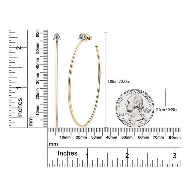 Trendy Internet Celebrity Hoop S Pure Sier Moissanite High Niche Style Exaggerated Earrings For Women Non-Fading A61