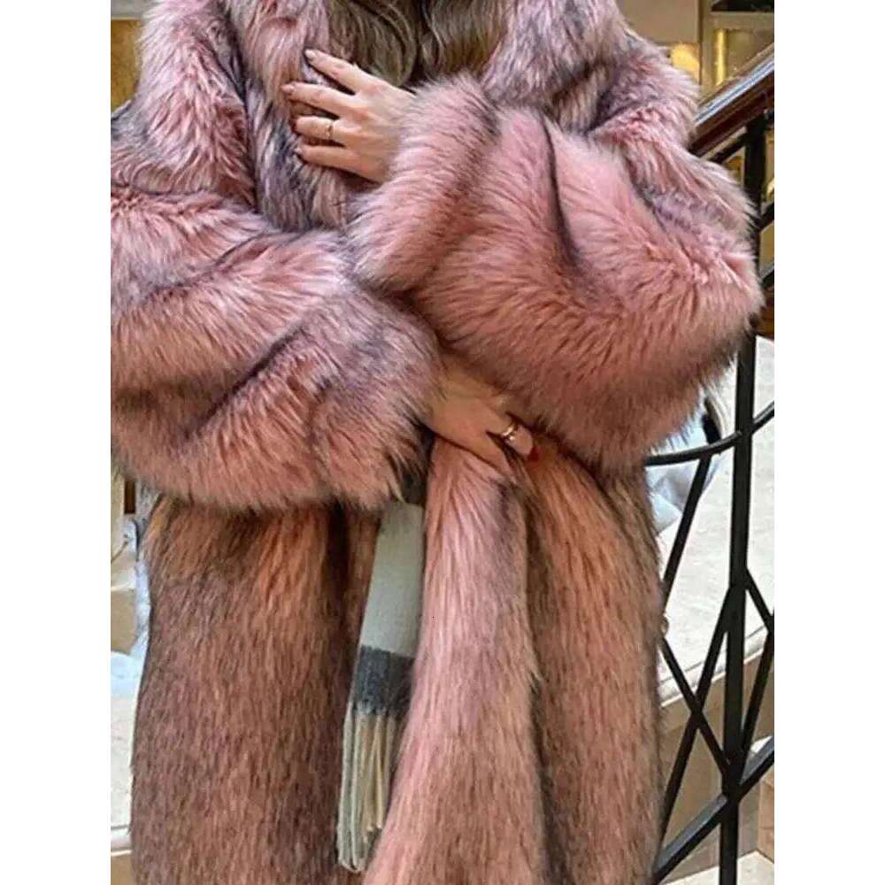 UCXQ Fashion Tide Faux Fur Coat European Style Hooded Loose All Match Warm Cardigan Top Jacket Women 2025 Autumn Winter 23C2833