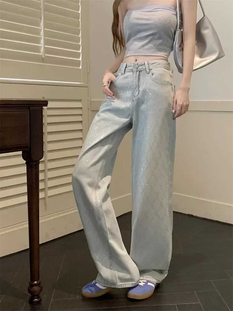 Women Blue Baggy Plaid Jeans Vintage Y2k Cowboy Pants Harajuku Aesthetic Denim Trousers Trashy Japanese 2000s Style Clothes 2024 R250716