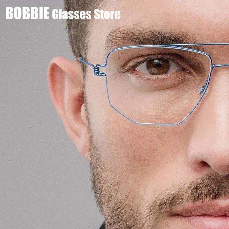 Air Titanium Glasses Frame Men Rim Square Polygon Eyewear Screwless Double Beam Handmade Eyeglasses Denmark Brand Design Edwin