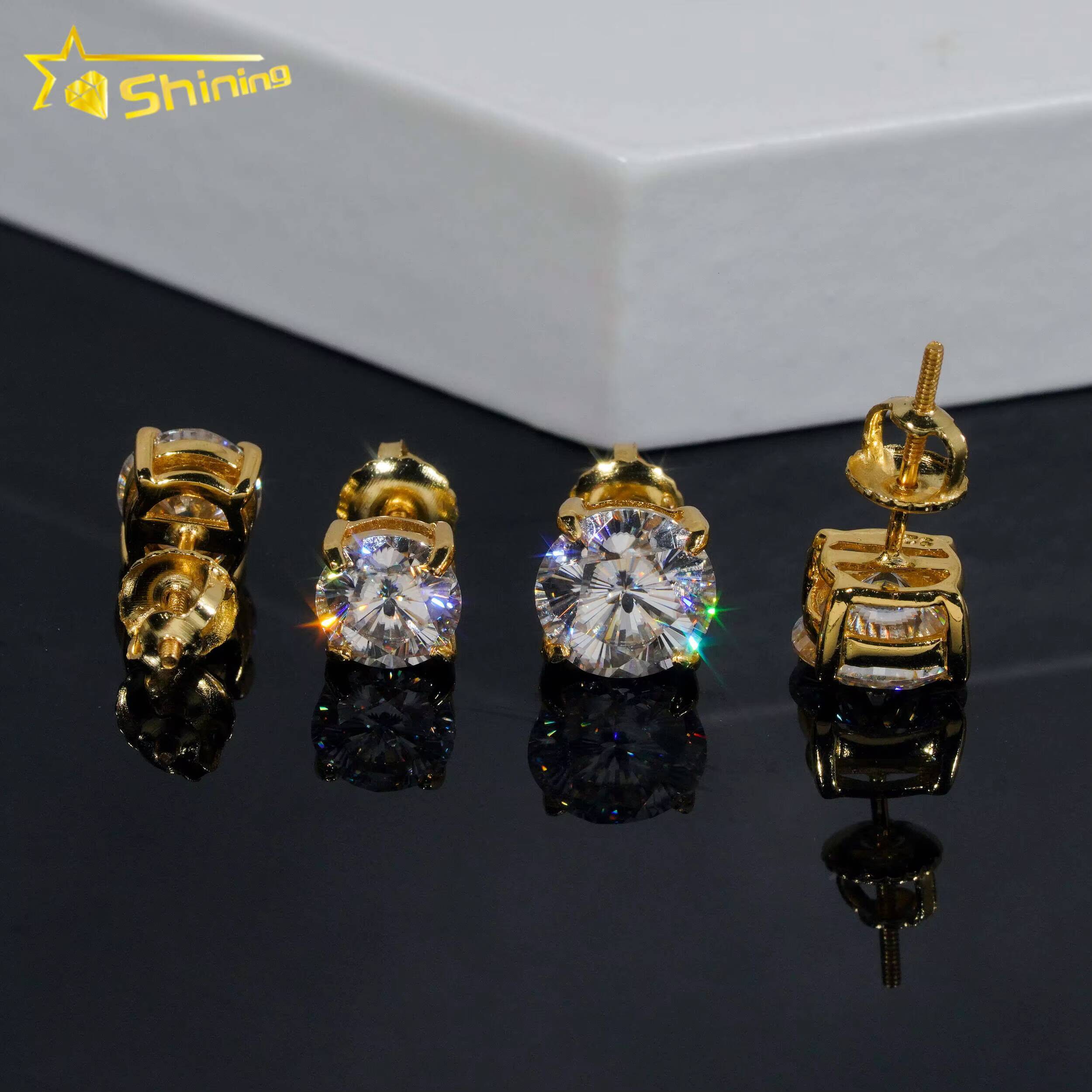 Ready to Ship Sterling Silver 925 Cherry Blossom Cut Moissanite Earrings Women Fashion VVS Round Shape Diamond Ear Studs