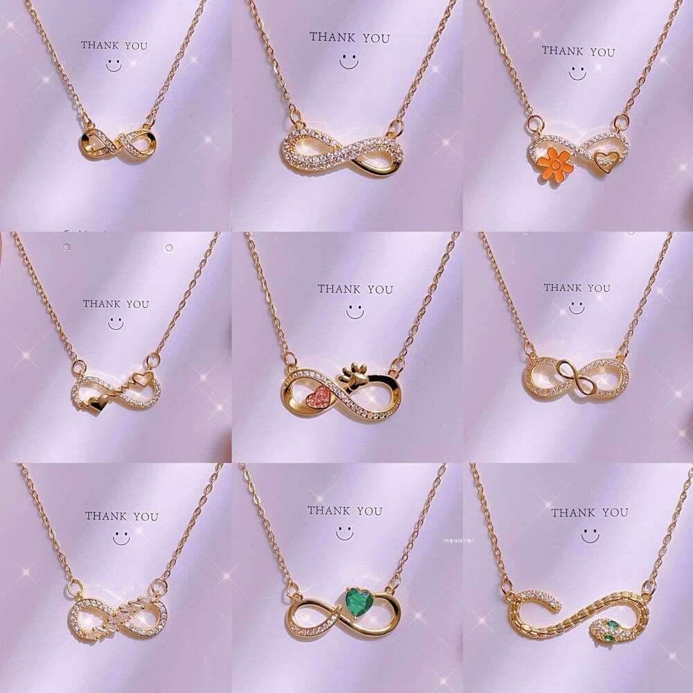 Titanium Steel Clavicle Chain Lucky 8 Pendant Necklace For Women Light Ins Style Hundred Towers Jewelry 10A
