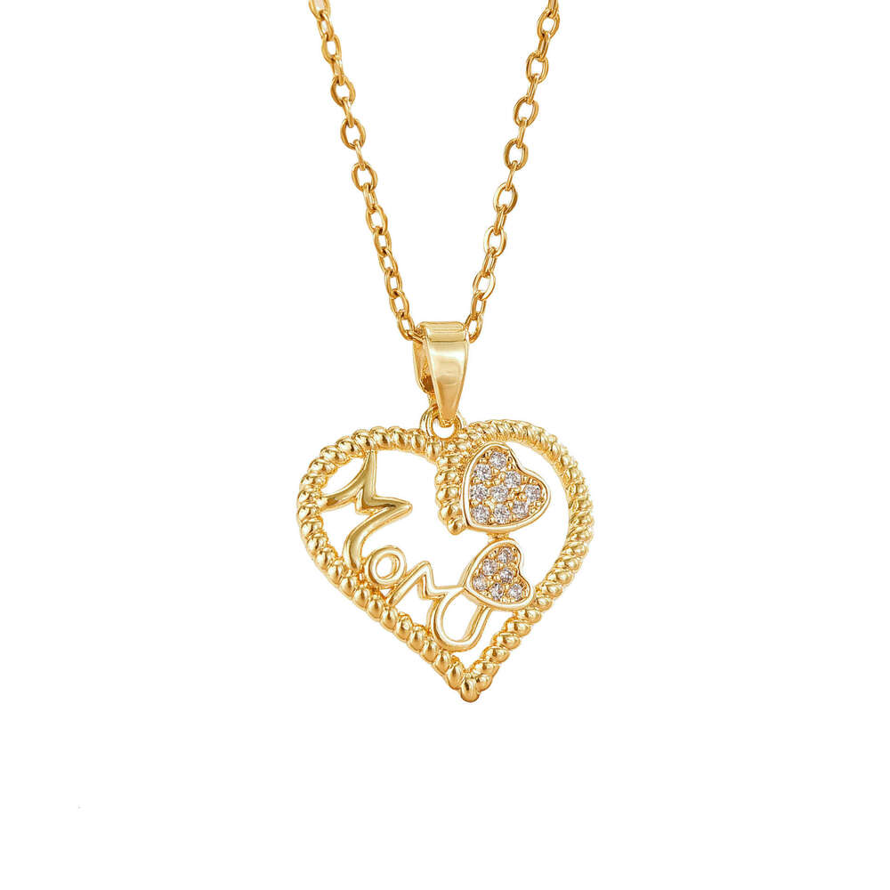 Elegant Women's Heart Necklace MOM Pendant Mother's Day Gift Simple High-End Jewelry C36