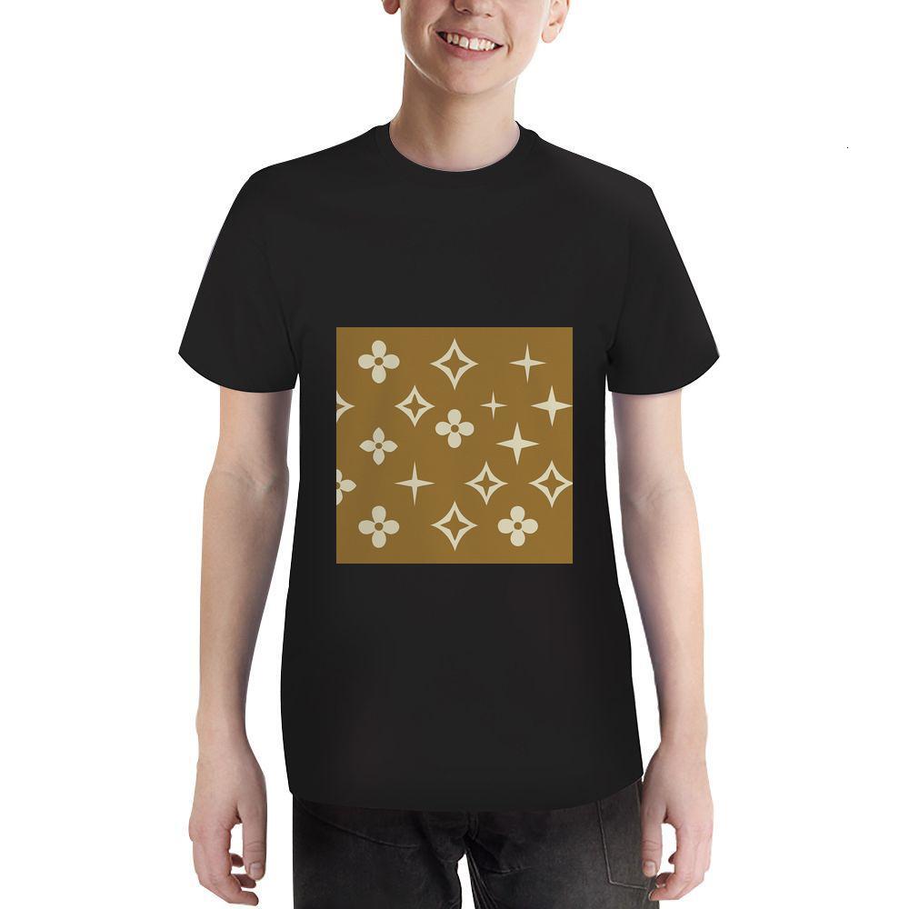 ddmywed Boy and girl Children's T-shirt T-shirt with pattern of white stars on a brown background