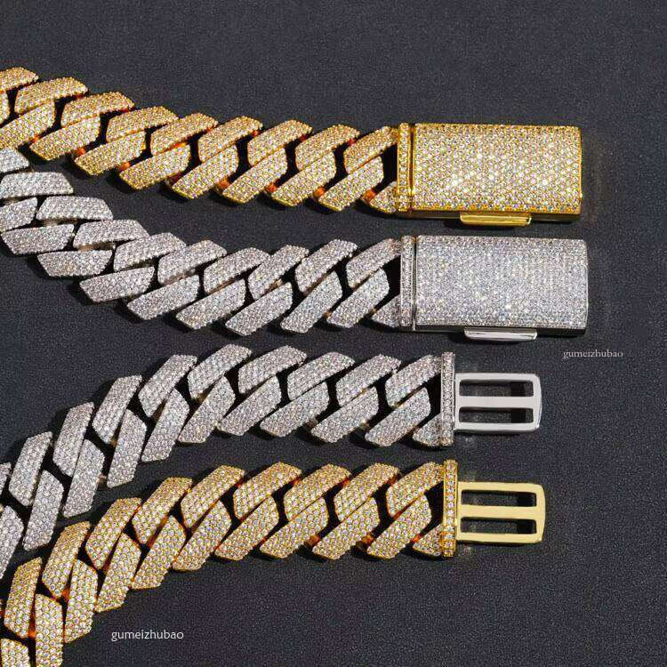 Cuban chain designer necklace bracelet by testing 15mm 20mm gold Moissanite Dia Cuban chain necklace for men and women Free of charge delivery