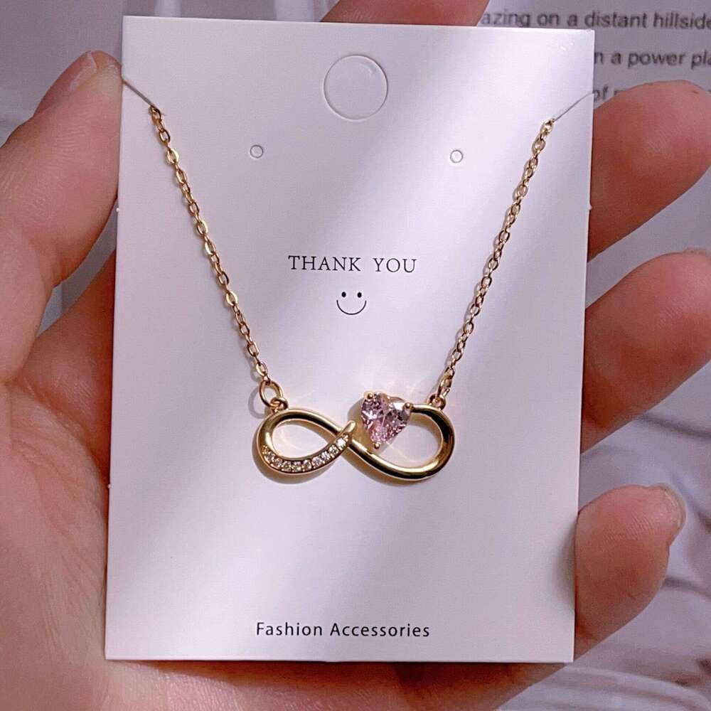 Titanium Steel Clavicle Chain Lucky 8 Pendant Necklace For Women Light Ins Style Hundred Towers Jewelry 10A