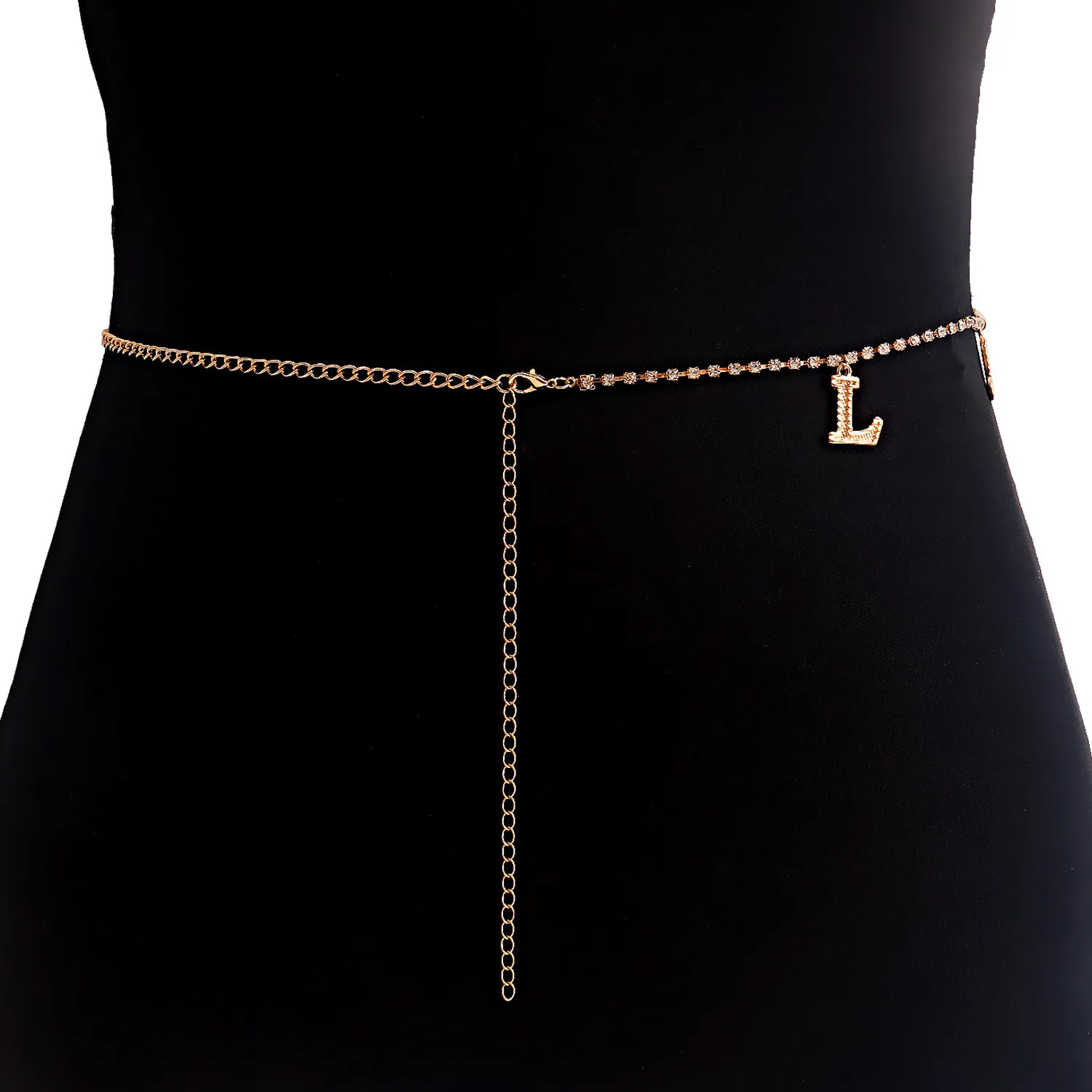 97cm Waist Chain Sexy Diamond Love Letter Pendant Waist Chain Womens Personalized Metal Punk Body Chain 250716