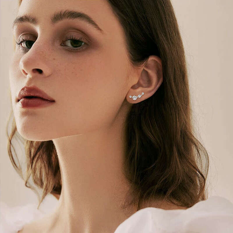 Trendy Live Streaming New Irregular Moissanite Niche Design Starry Sky S Pure Sier Earrings For Women 0F6